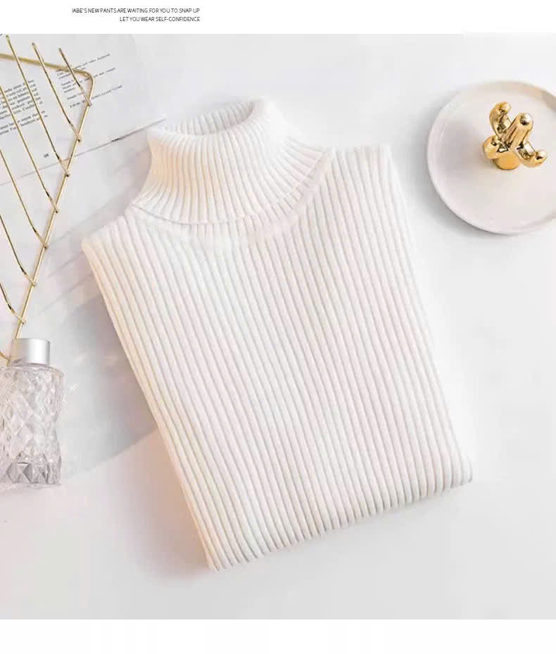 ThermaFit Luxe™ - Soft Stretch Breathable Ribbed Knit Turtleneck Sweater