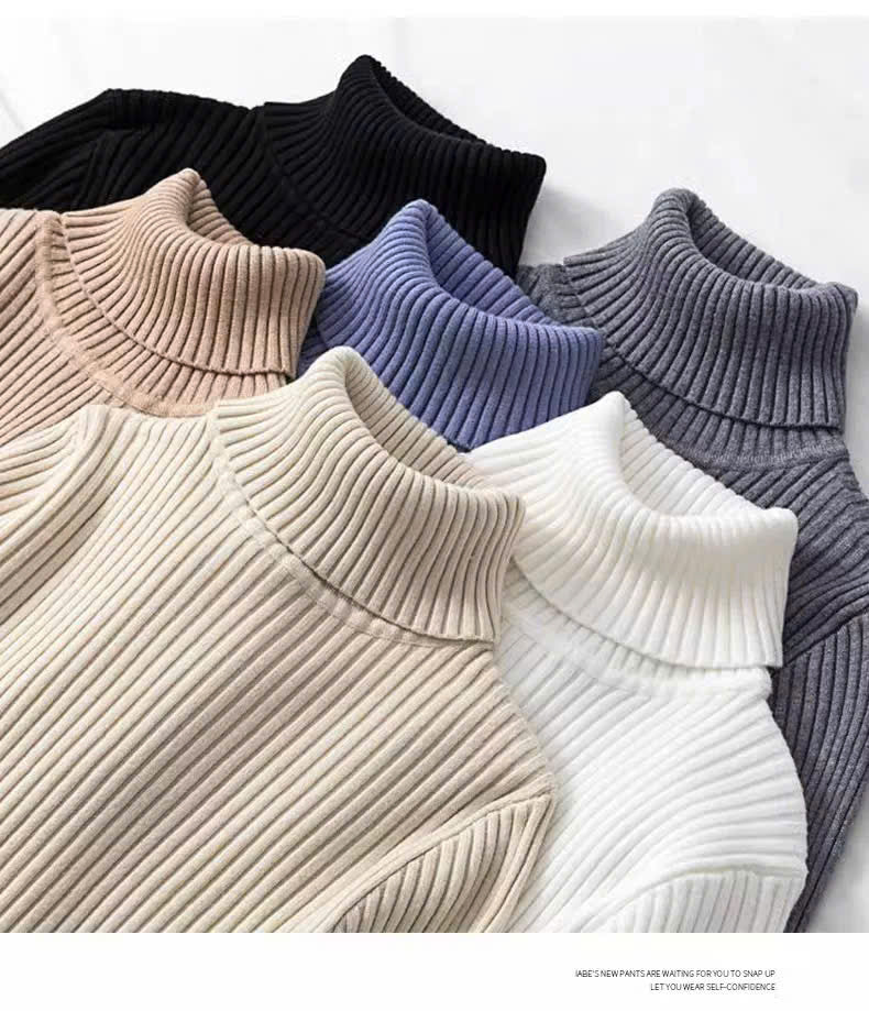 ThermaFit Luxe™ - Soft Stretch Breathable Ribbed Knit Turtleneck Sweater
