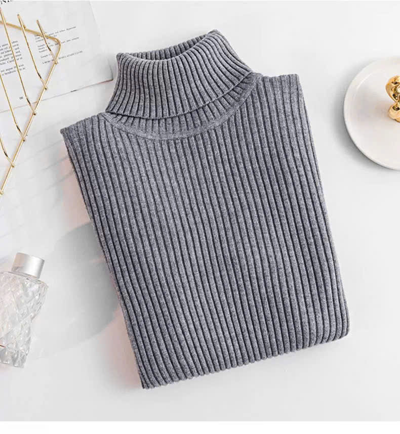 ThermaFit Luxe™ - Soft Stretch Breathable Ribbed Knit Turtleneck Sweater