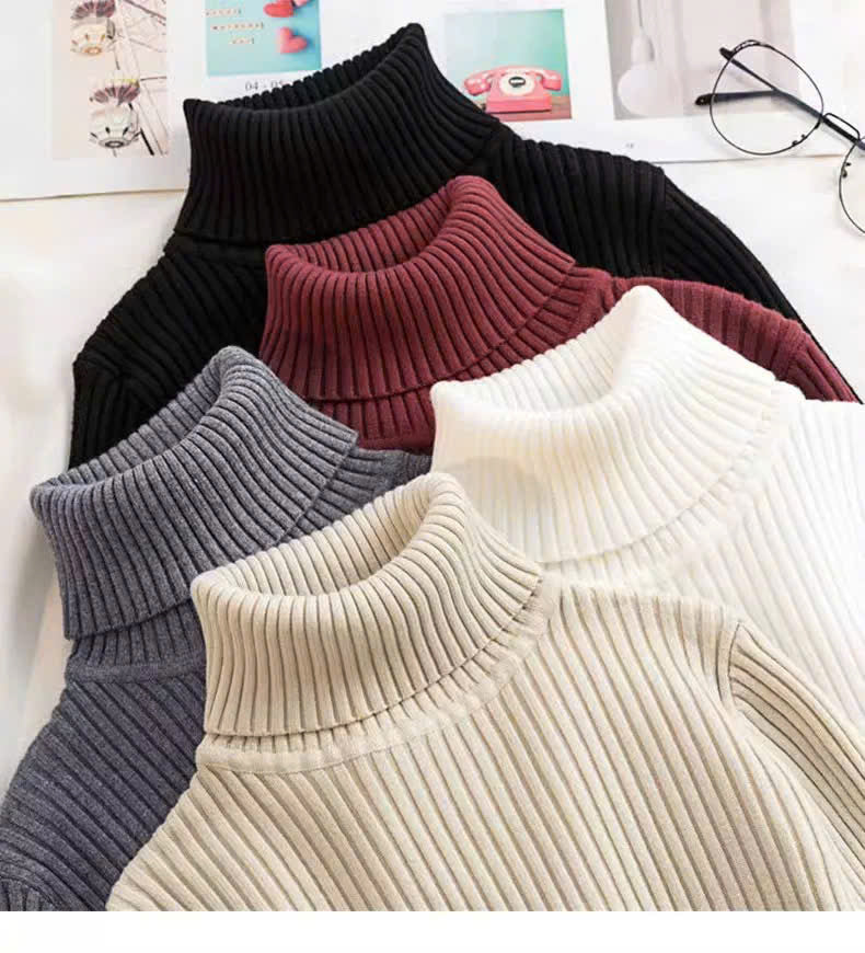 ThermaFit Luxe™ - Soft Stretch Breathable Ribbed Knit Turtleneck Sweater
