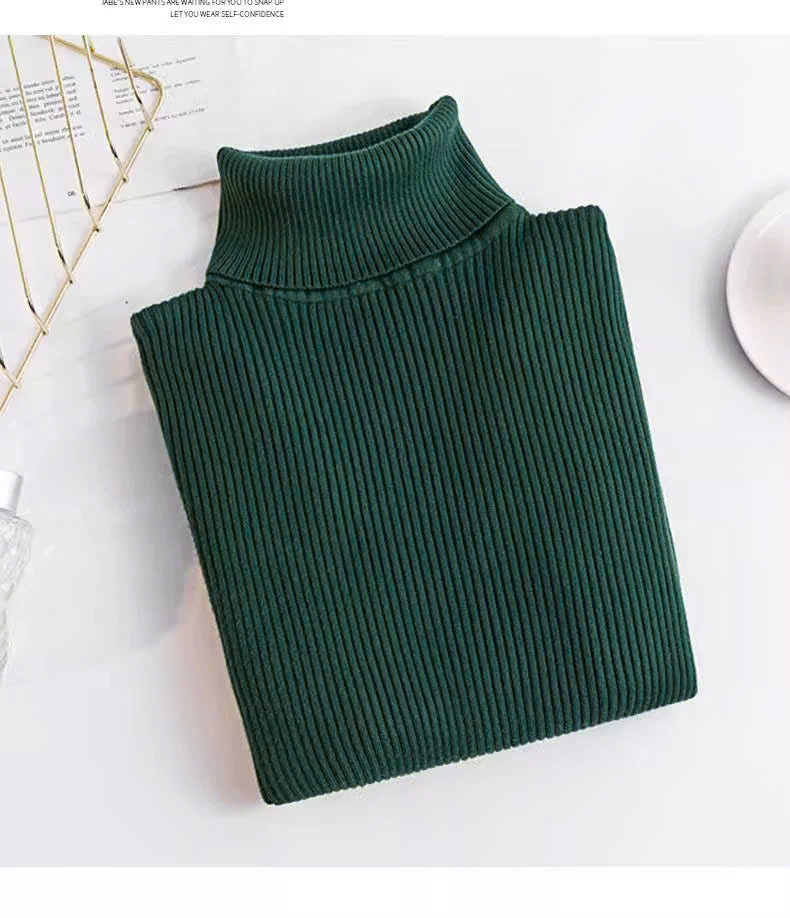 ThermaFit Luxe™ - Soft Stretch Breathable Ribbed Knit Turtleneck Sweater