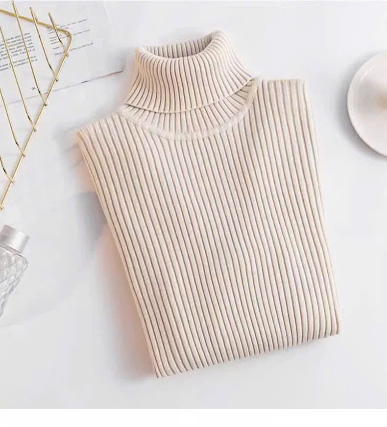 ThermaFit Luxe™ - Soft Stretch Breathable Ribbed Knit Turtleneck Sweater