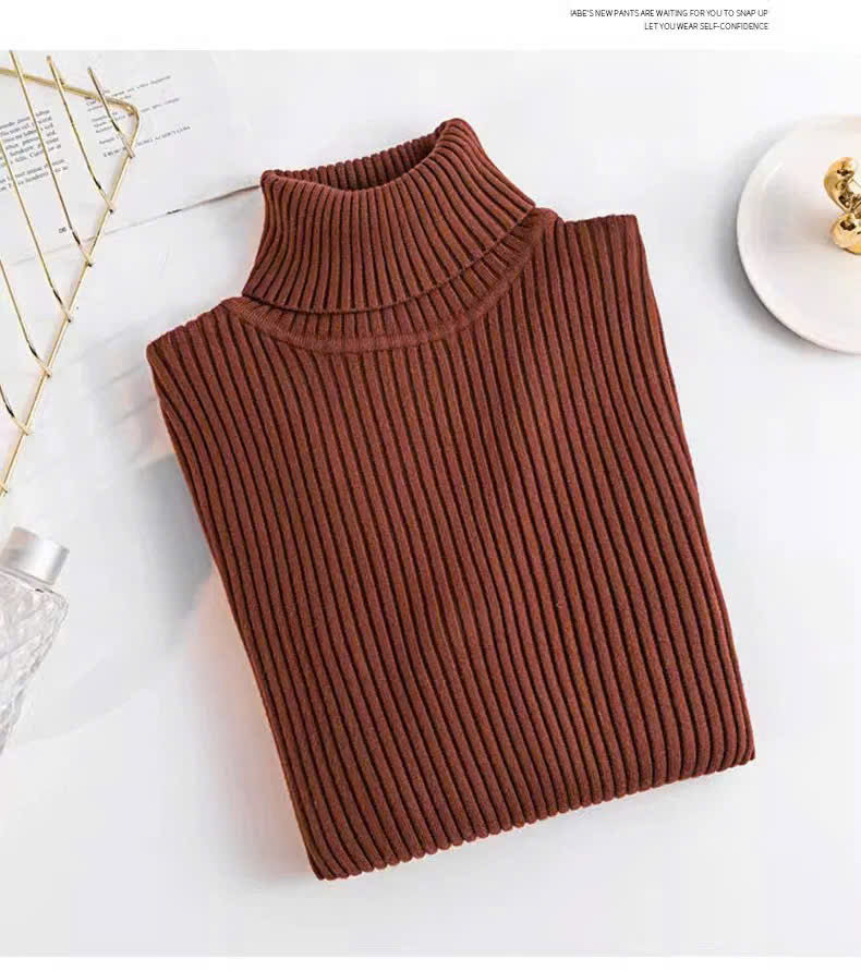 ThermaFit Luxe™ - Soft Stretch Breathable Ribbed Knit Turtleneck Sweater