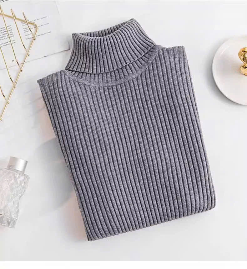 ThermaFit Luxe™ - Soft Stretch Breathable Ribbed Knit Turtleneck Sweater