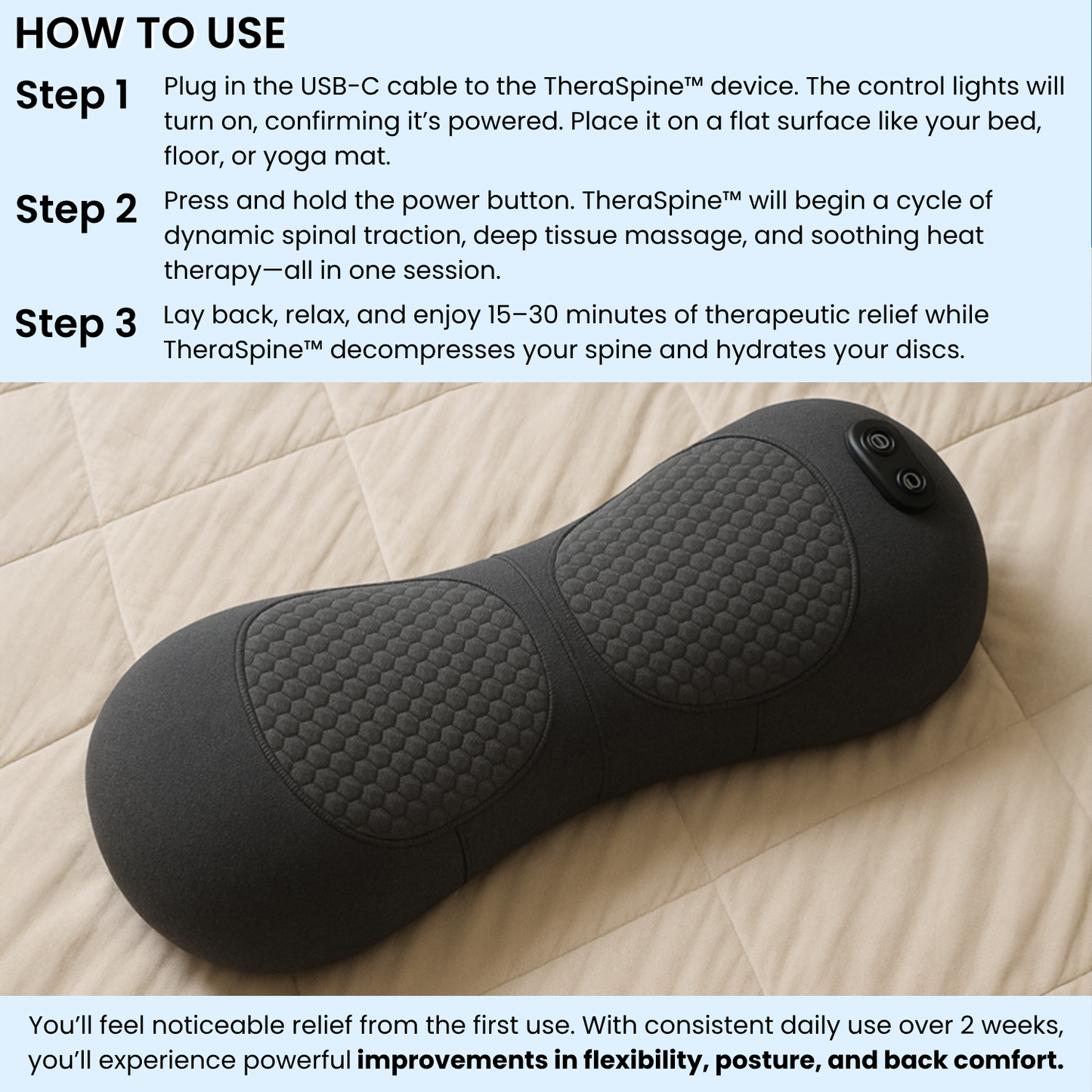 TheraSpine™ Triple Fusion Pillow for Back Pain Relief