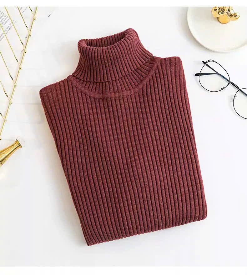 ThermaFit Luxe™ - Soft Stretch Breathable Ribbed Knit Turtleneck Sweater
