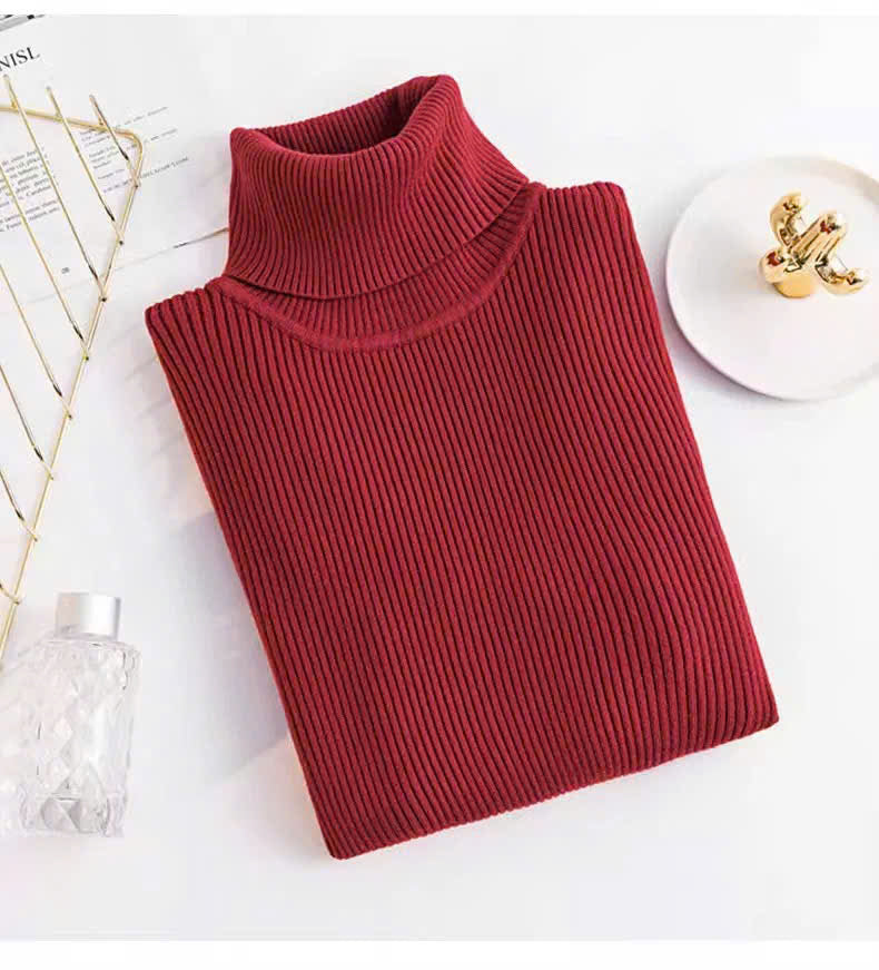 ThermaFit Luxe™ - Soft Stretch Breathable Ribbed Knit Turtleneck Sweater