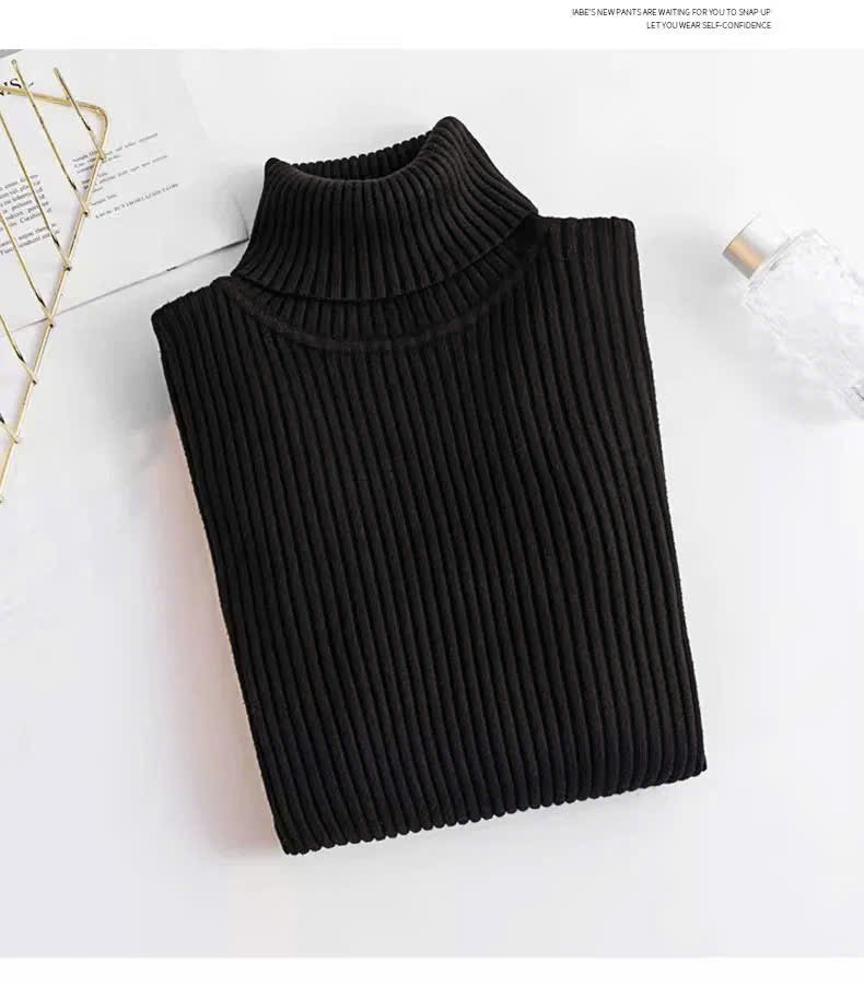 ThermaFit Luxe™ - Soft Stretch Breathable Ribbed Knit Turtleneck Sweater
