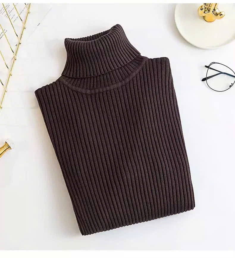 ThermaFit Luxe™ - Soft Stretch Breathable Ribbed Knit Turtleneck Sweater