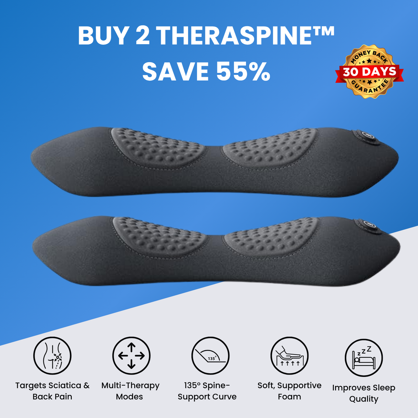 TheraSpine™ Triple Fusion Pillow for Back Pain Relief