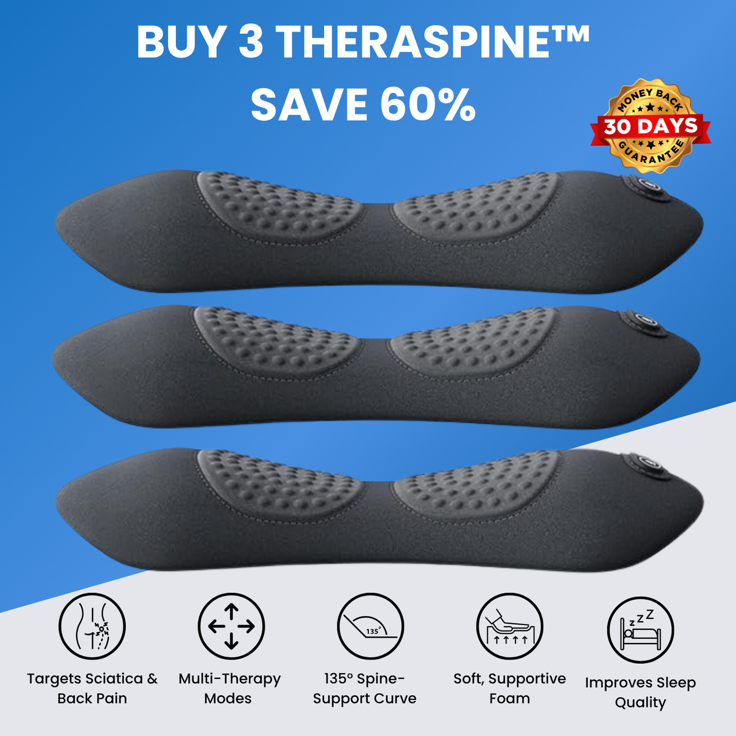 TheraSpine™ Triple Fusion Pillow for Back Pain Relief