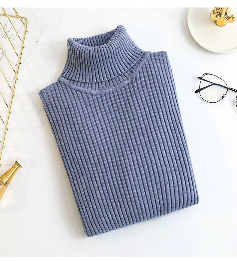 ThermaFit Luxe™ - Soft Stretch Breathable Ribbed Knit Turtleneck Sweater