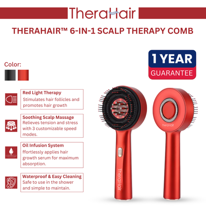 TheraHair™ 6-in-1 Scalp Therapy Comb – Red Light, Massage & Serum Infuser