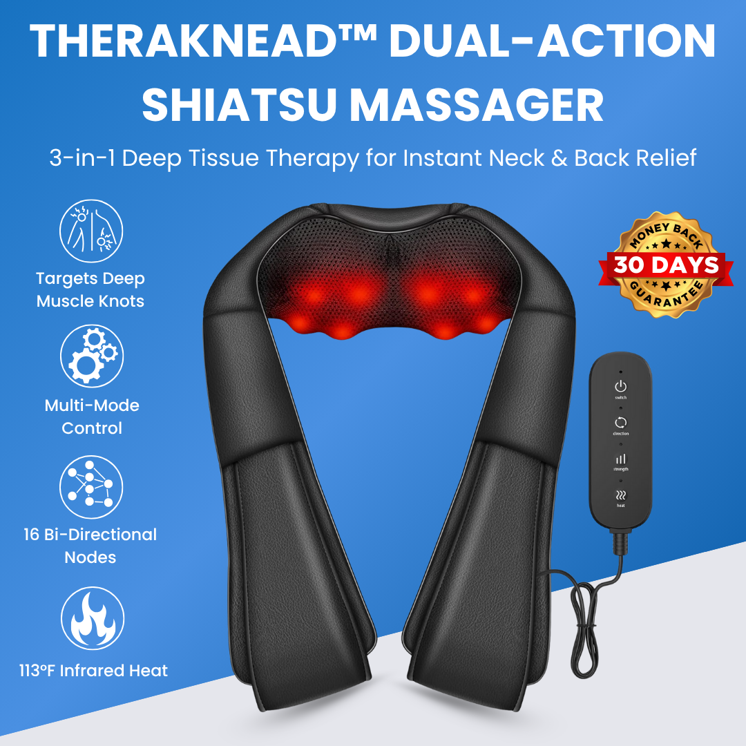 TheraKnead™ Dual-Action Shiatsu Massager for Neck & Back Pain Relief