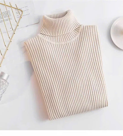 ThermaFit Luxe™ - Soft Stretch Breathable Ribbed Knit Turtleneck Sweater