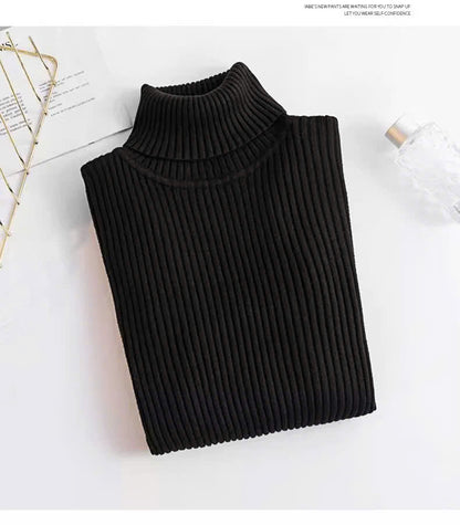 ThermaFit Luxe™ - Soft Stretch Breathable Ribbed Knit Turtleneck Sweater