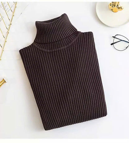 ThermaFit Luxe™ - Soft Stretch Breathable Ribbed Knit Turtleneck Sweater
