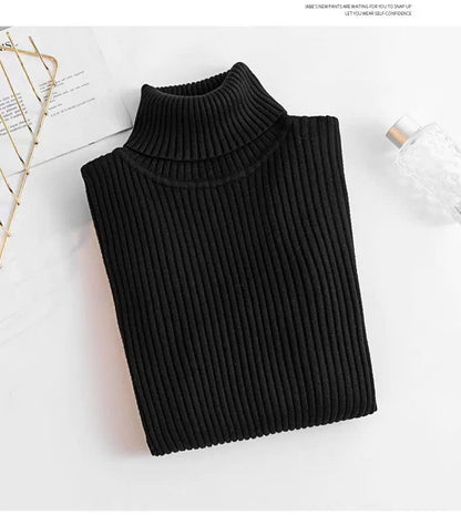 ThermaFit Luxe™ - Soft Stretch Breathable Ribbed Knit Turtleneck Sweater