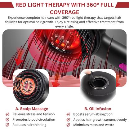 TheraHair™ 6-in-1 Scalp Therapy Comb – Red Light, Massage & Serum Infuser