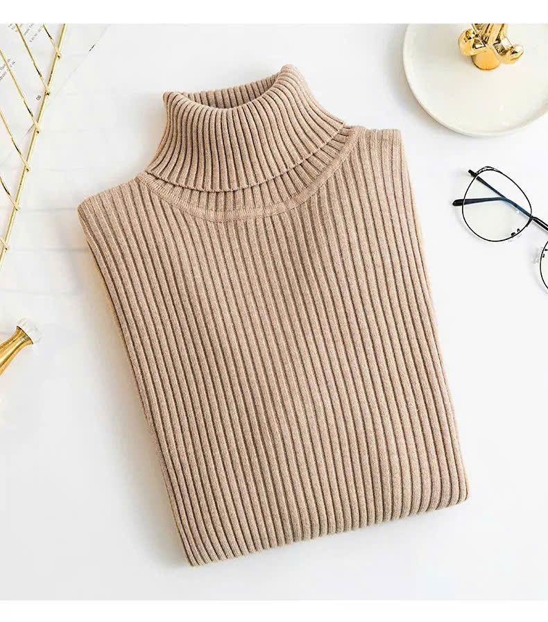 ThermaFit Luxe™ - Soft Stretch Breathable Ribbed Knit Turtleneck Sweater