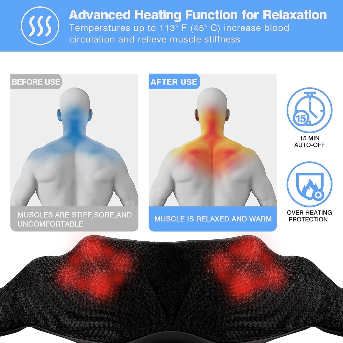TheraKnead™ Dual-Action Shiatsu Massager for Neck & Back Pain Relief