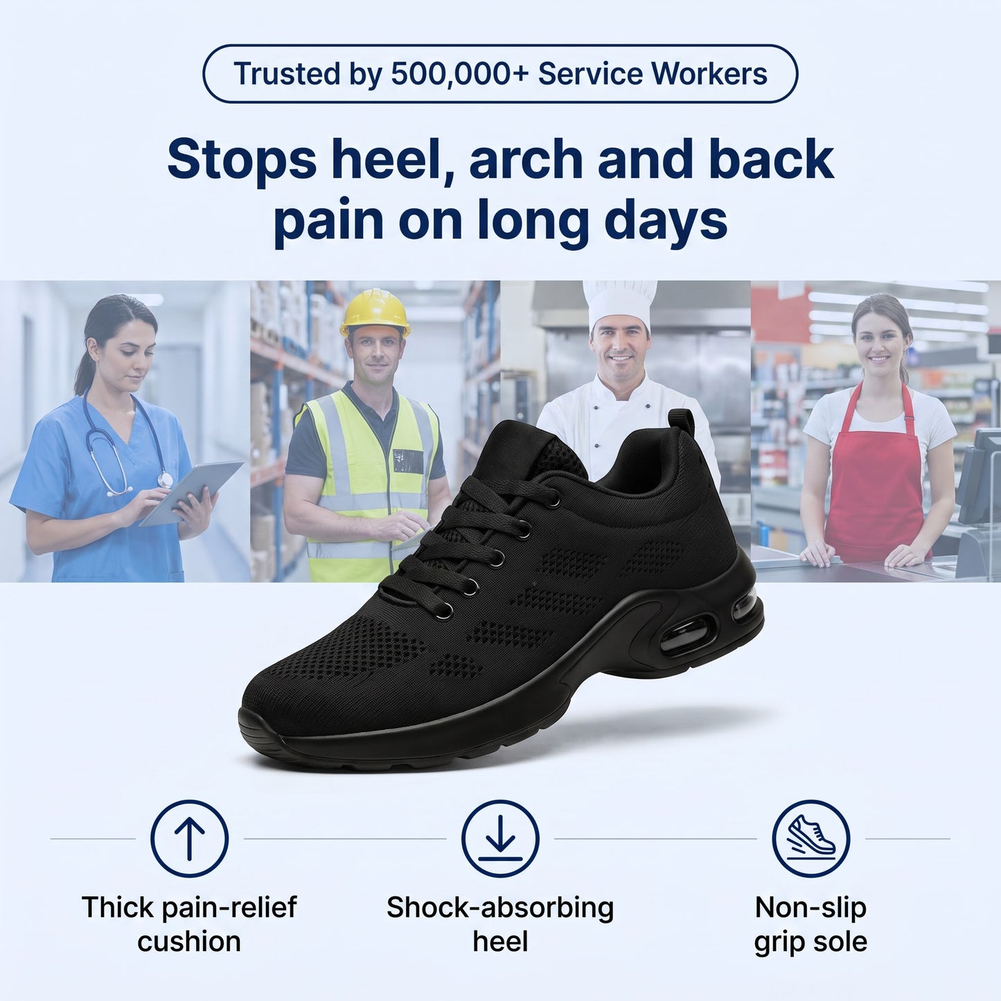 ShiftMate™ - 12-Hour Shift Shoes for All-Day Foot, Knee & Back Pain Relief