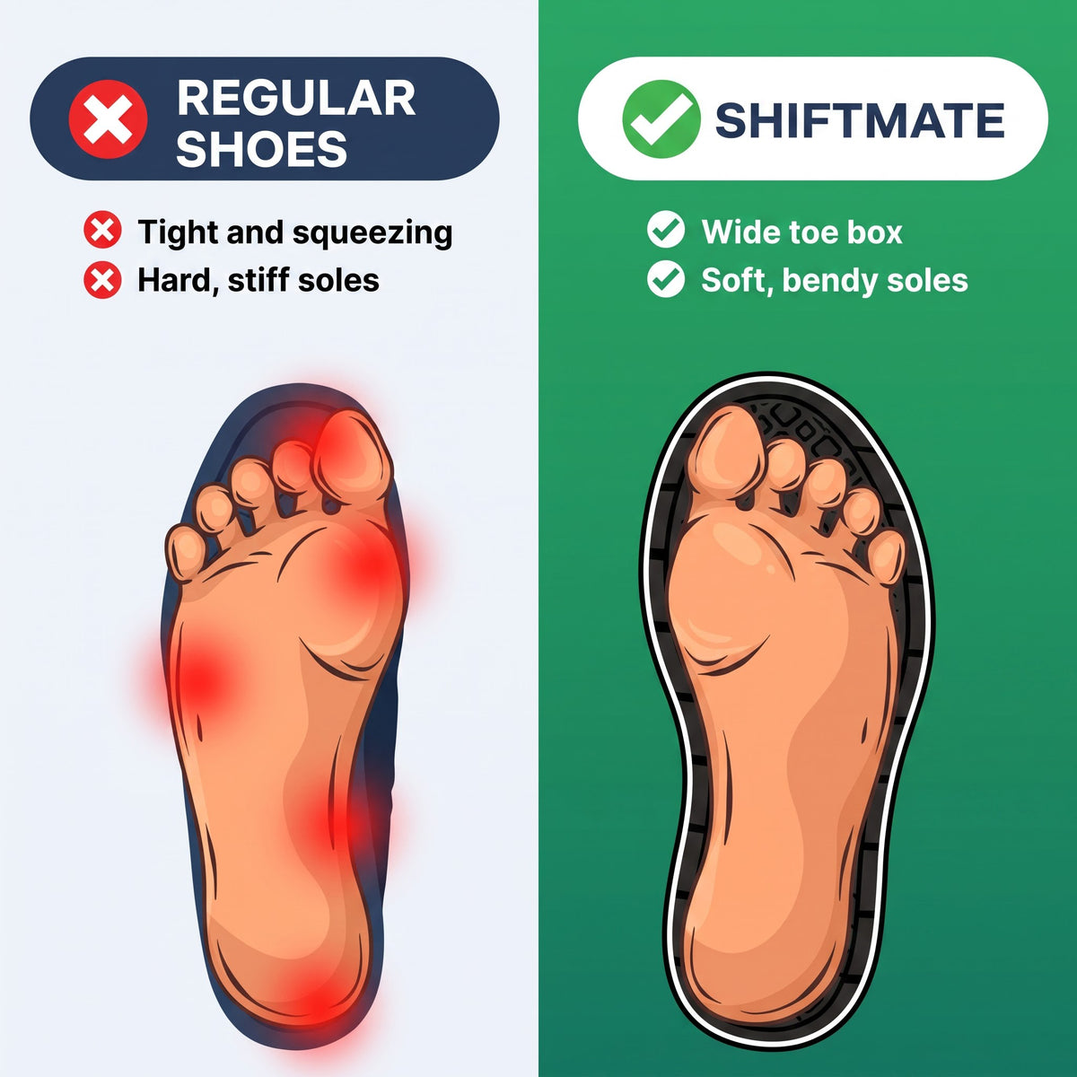ShiftMate™ - 12-Hour Shift Shoes for All-Day Foot, Knee & Back Pain Relief